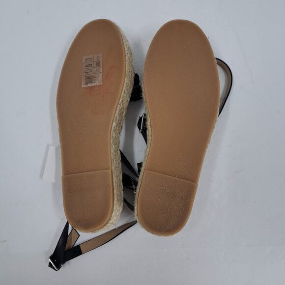 H&M‎ Sandals 38 EU 7 US Braided Detail Espadrilles Platform Ankle Strap Black - Picture 12 of 12